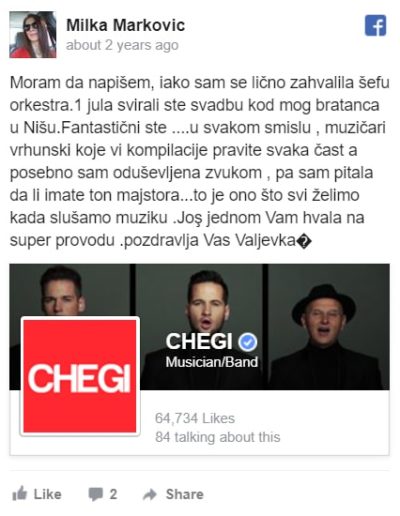 Chegi bend za svadbe PREPORUKA