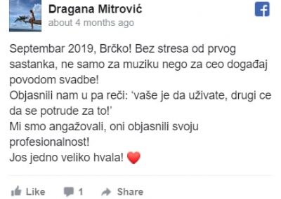 Dragana - Bendovi za svadbe preporuke