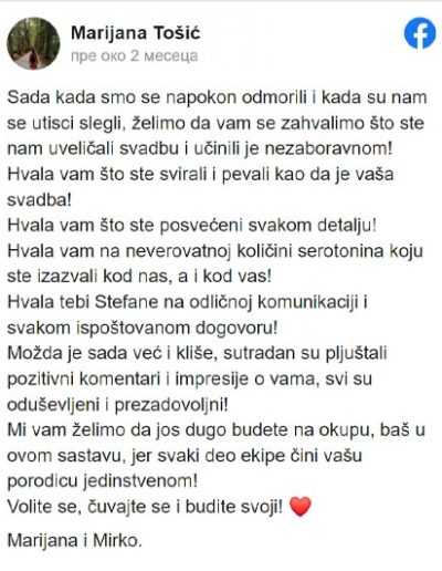 Marijana Tošić - Bendovi za svadbe preporuke