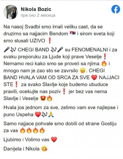 Nikola Bozic - Bendovi za svadbe preporuke